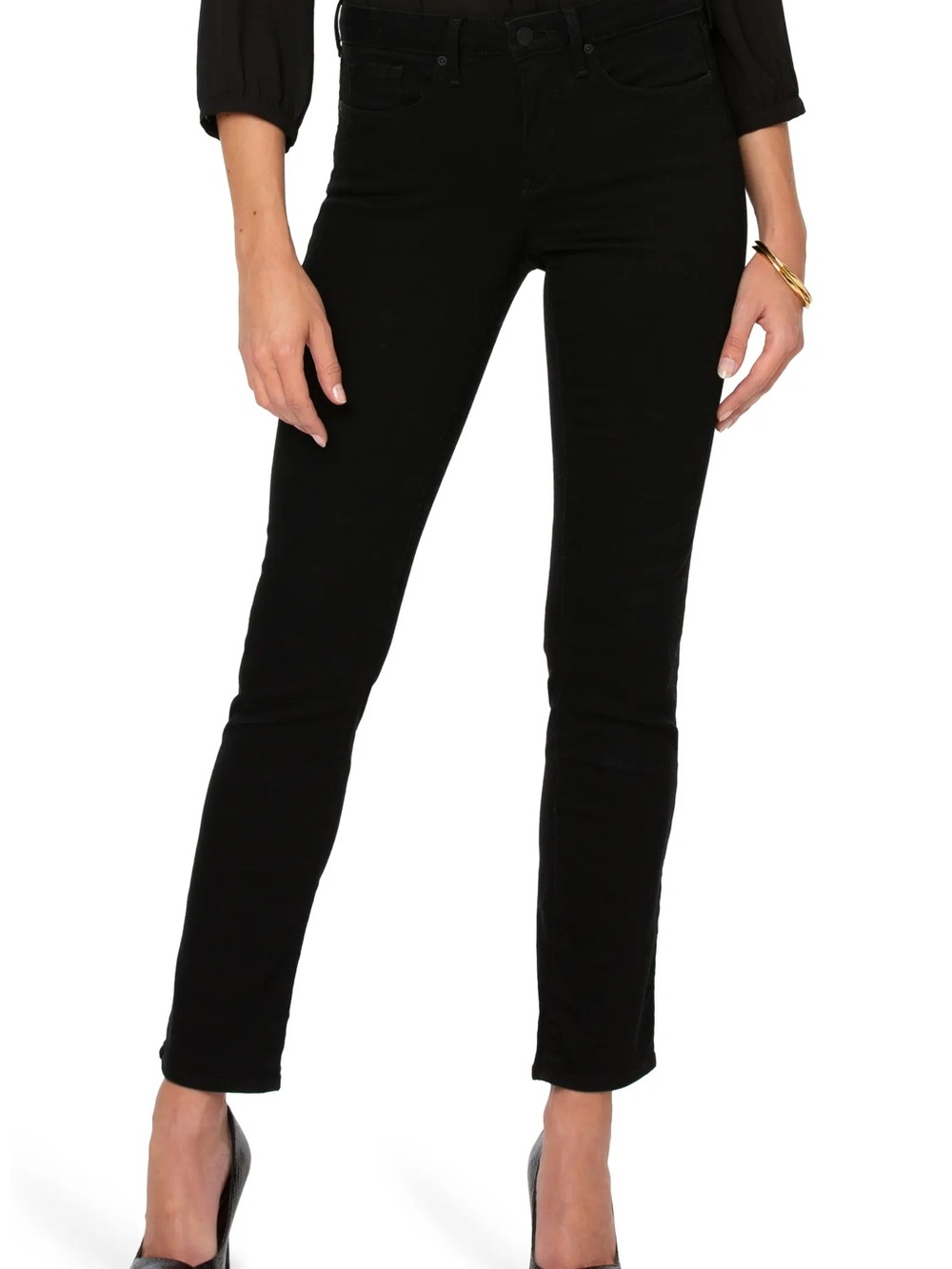 NWT NYDJ Black High-Rise Slim Straight Jeans
